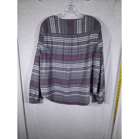 Madewell Button Up Top Womens Large Vneck Button Down Pineview Plaid Academia - Picture 8 of 8